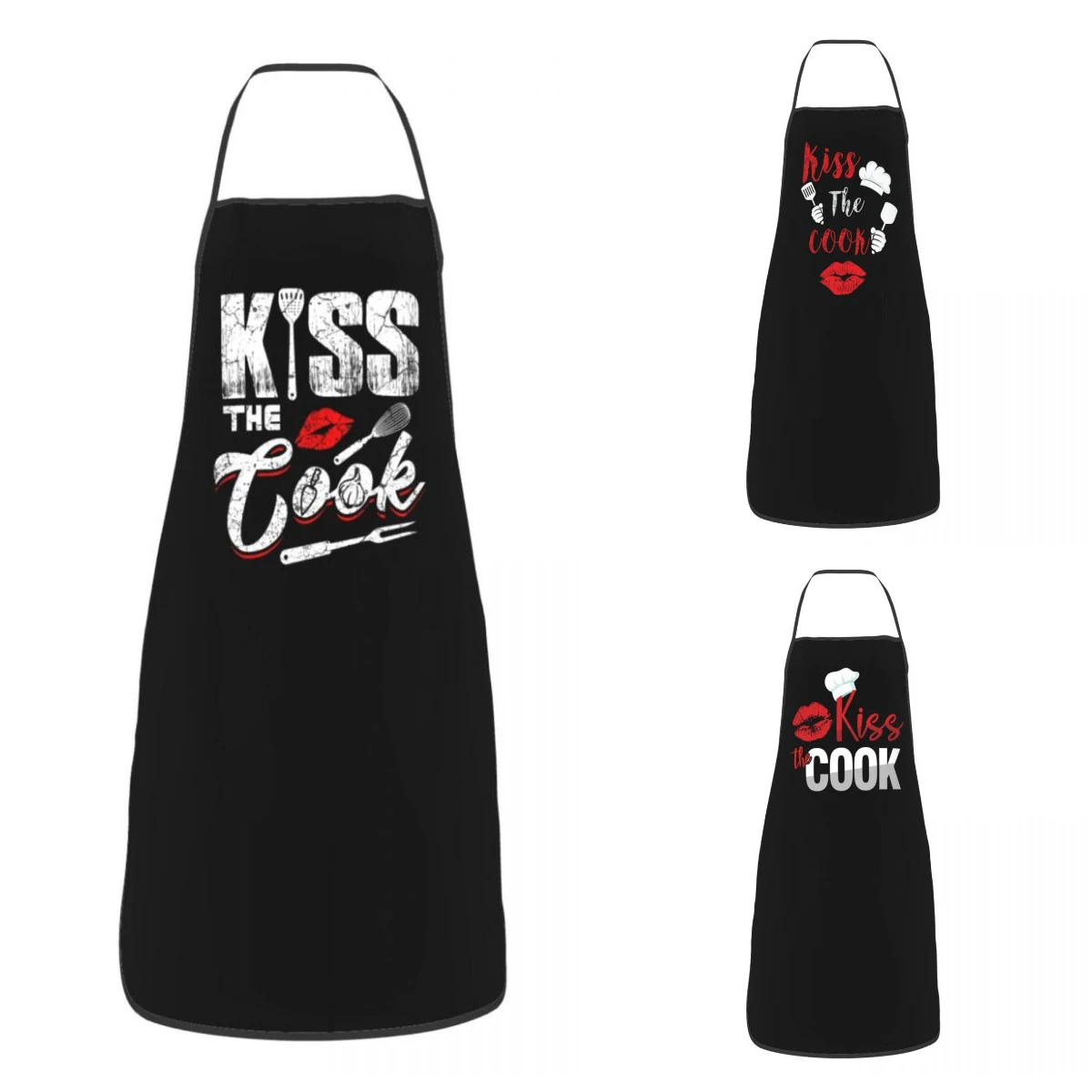 Retro Kiss The Cook Apron Women Men Unisex Cooking Kitchen Tablier Cuisine Chef Gardening