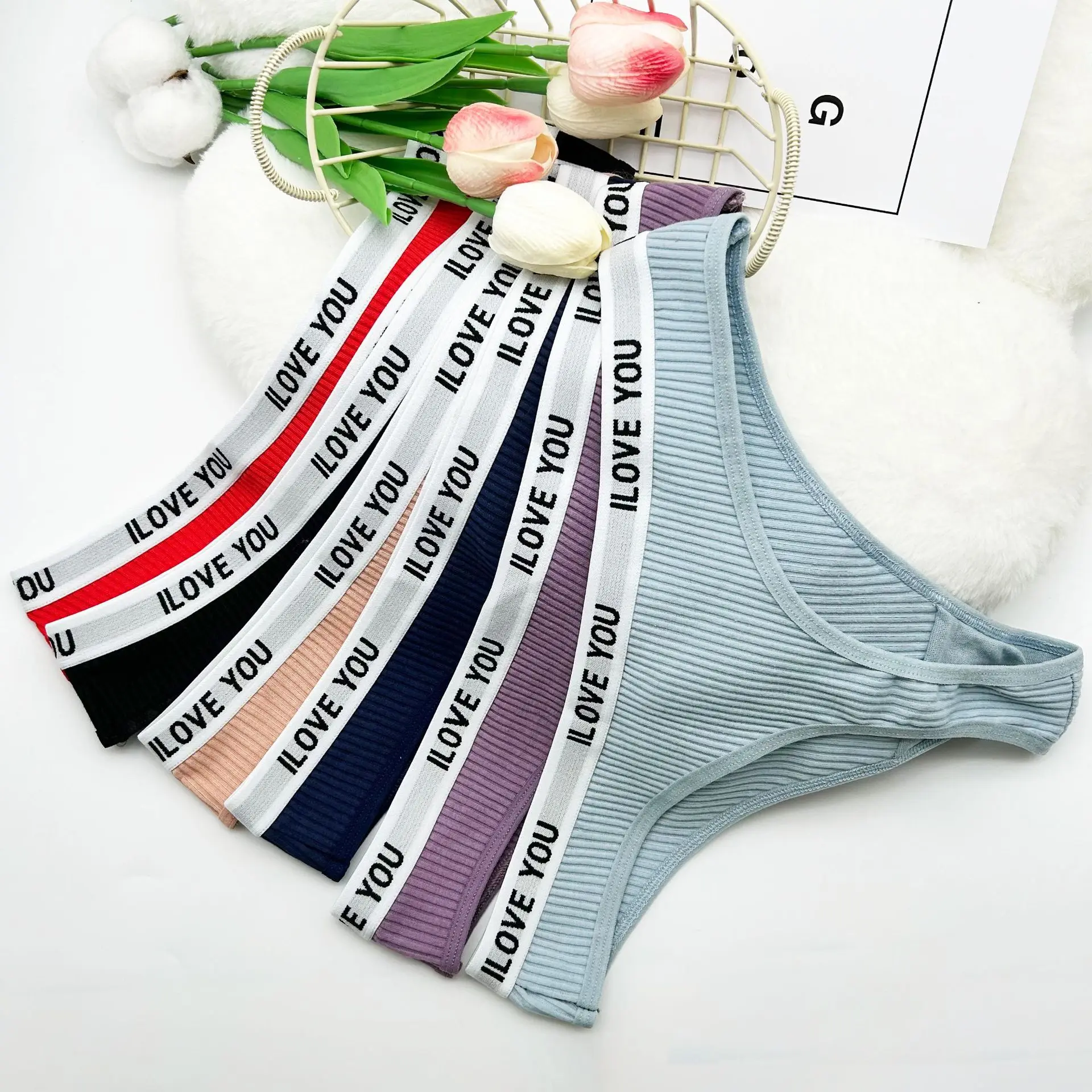 10Pcs/Lot Threade Cotton Panties Sexy Thong Women's Low Waist Underwear Sexy Fitness Briefs Female T-pants