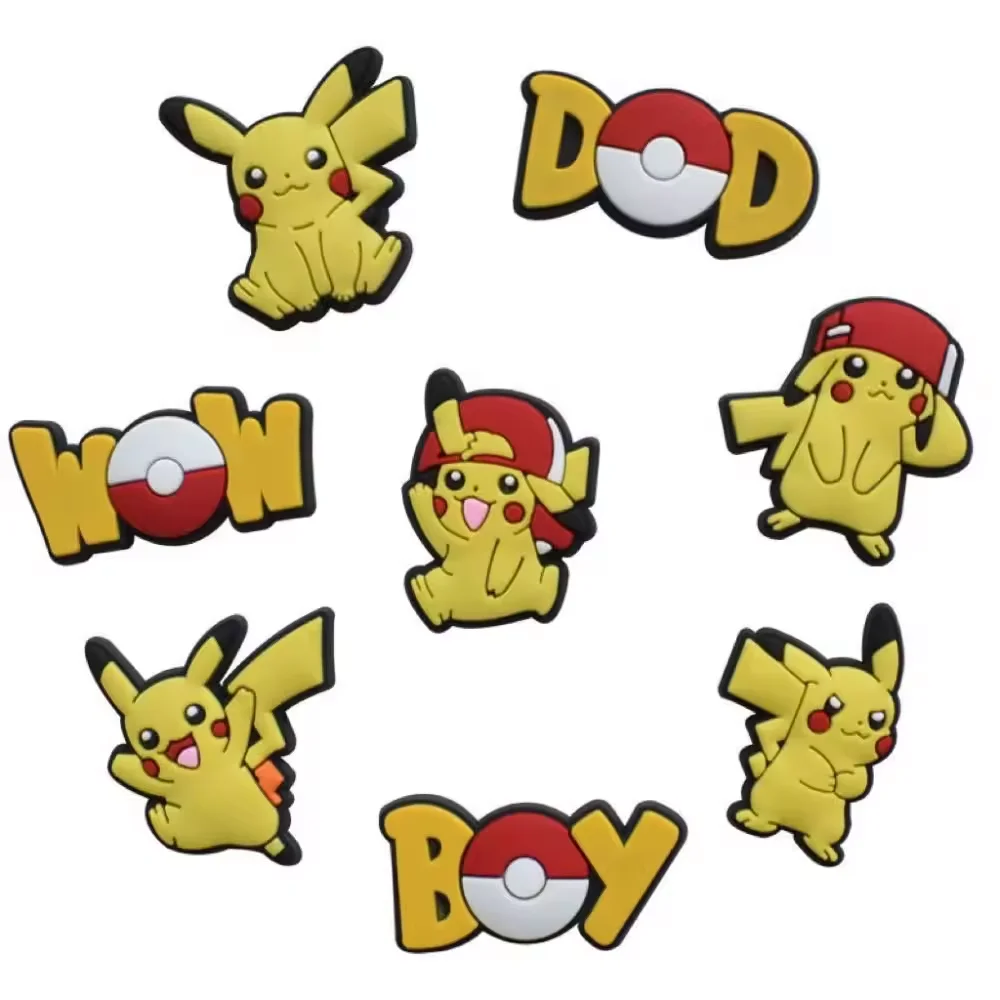 

MINISO 8pcs Pokemon Pikachu Shoes Charms for Clogs Sandals Decoration PVC Cartoon Shoe Accessories Charms for Friends Gifts