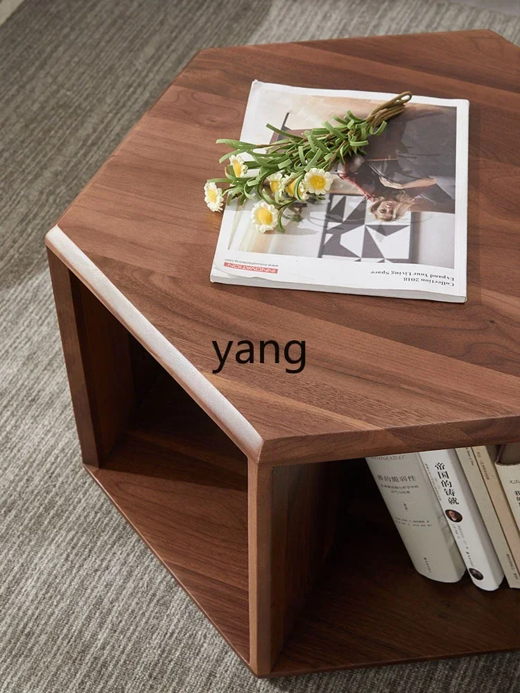 Picture 6: LMM Black Walnut Simple Solid Wood Corner Table Living Room Creative Polygon Coffee Table Side Table