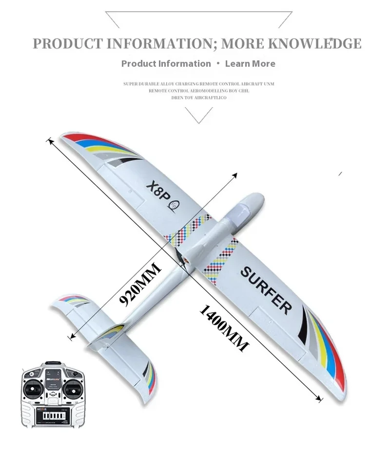 1.4m Sky Surfer X8 Glider Novice Beginner Fixed Wing Epo Detachable  Prevention Rc Plane Fpv Gift Toy Self-Assembly