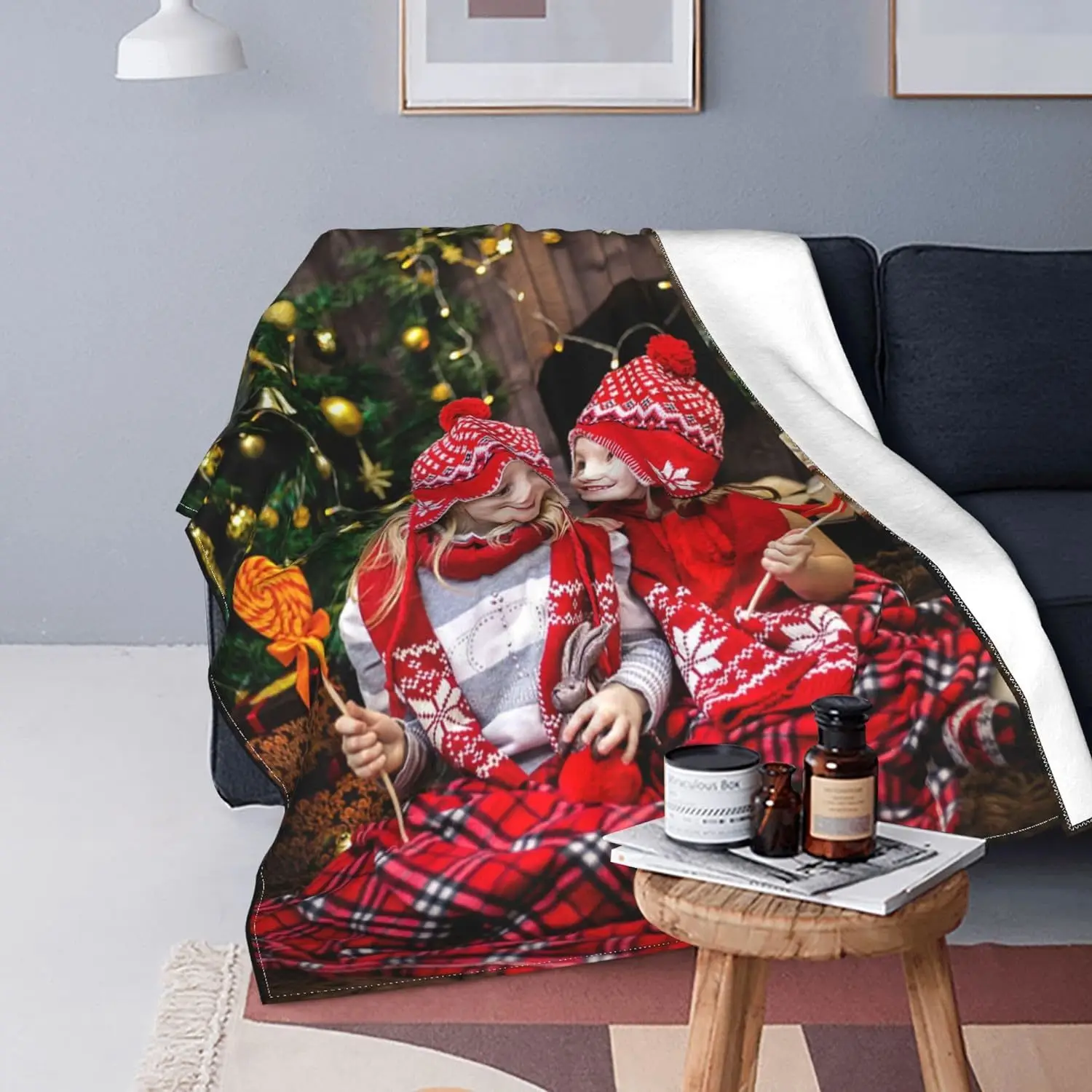 Customized photo text flannel blanket, I love you as a gift, personalized gift for family and friends as a birthday gift.