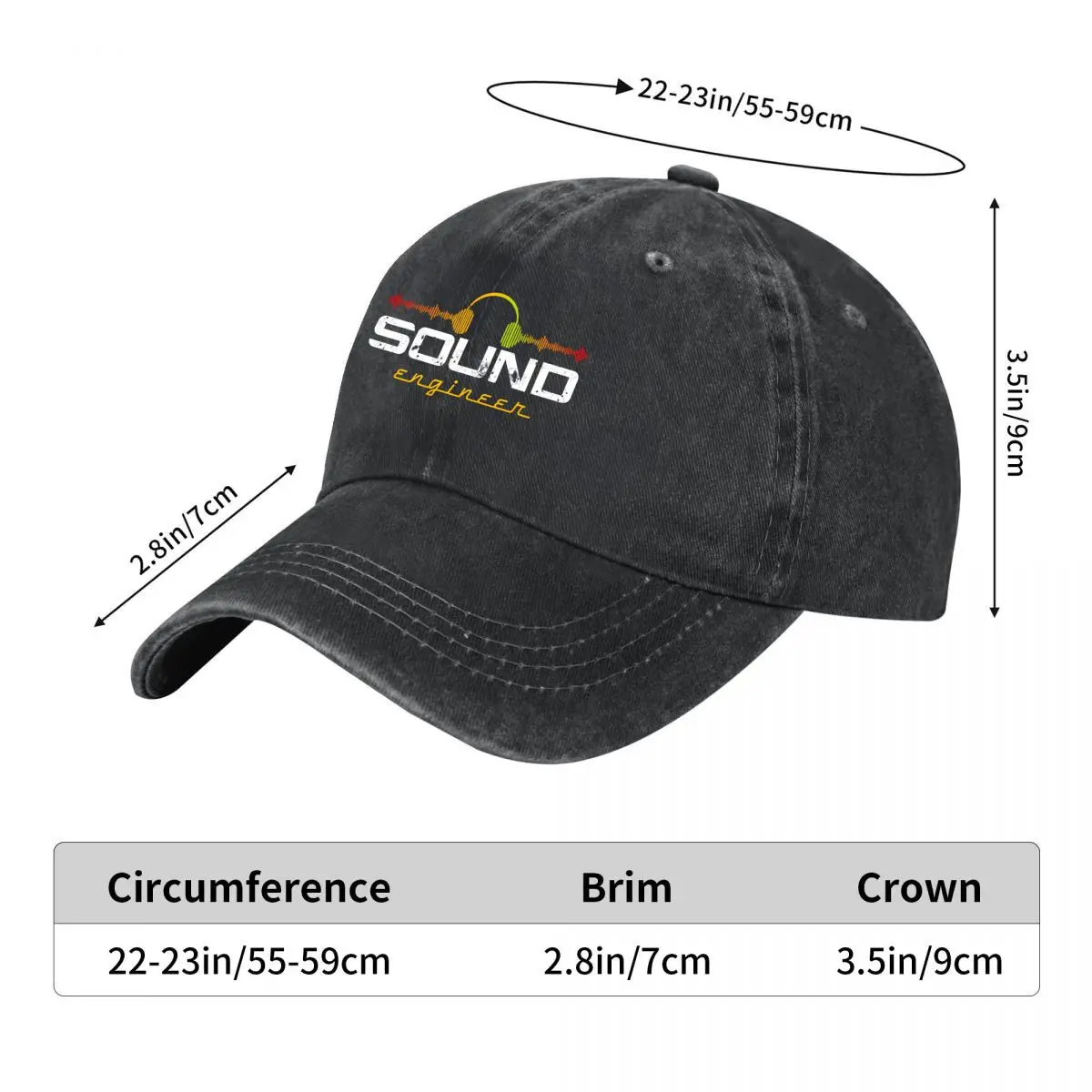 Audio Engineer Sound Wave Headphones Music Production New Vintage Washed Cotton Baseball Cap Sun Hats