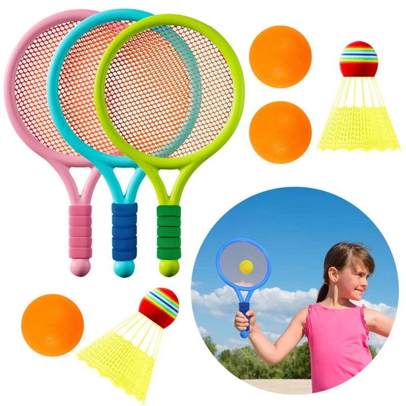 

Badminton Tennis Racket with Ball Set Plastic Colorful Interactive Game Props Suitable for Outdoor Indoor Party Sport Active ZYF
