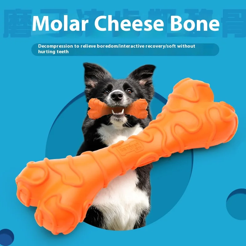 

2024 Dog Teething Toys Cheese Bones Biting Resistant Small And Medium-Sized Dog Teeth Cleaning Pet Bite Toys