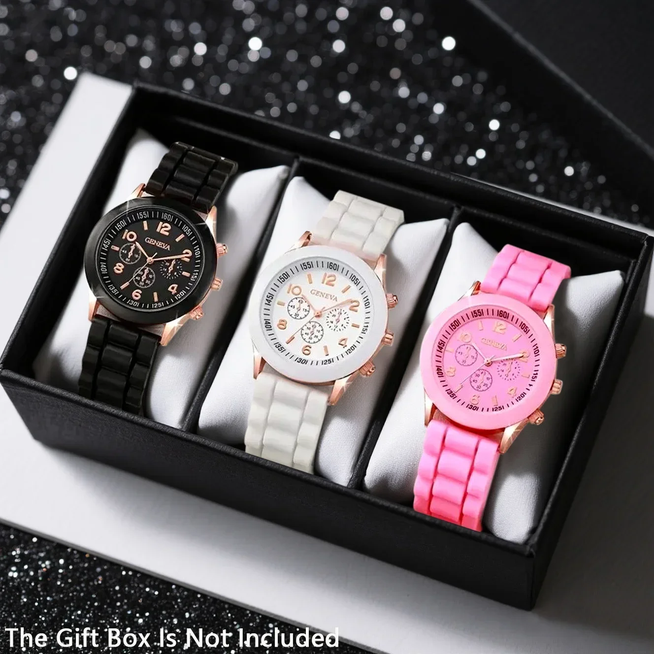 3pcs Women's Fashion Leisure, Sports Quartz Watch Combination Valentine's Day Easter Ramadan Halloween