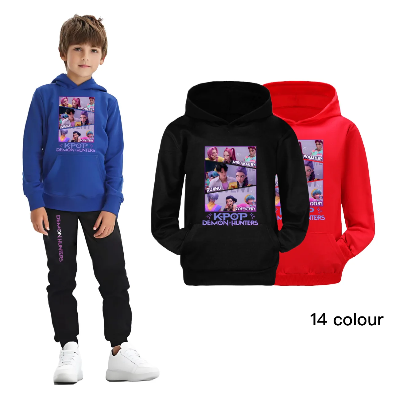 

KPop Demon Hunters Huntrix Hoodie Kids Spring Fall Clothes Boys Fashion Pocket Sweatshirts Pants 2pcs Set Toddler Girls Outfits