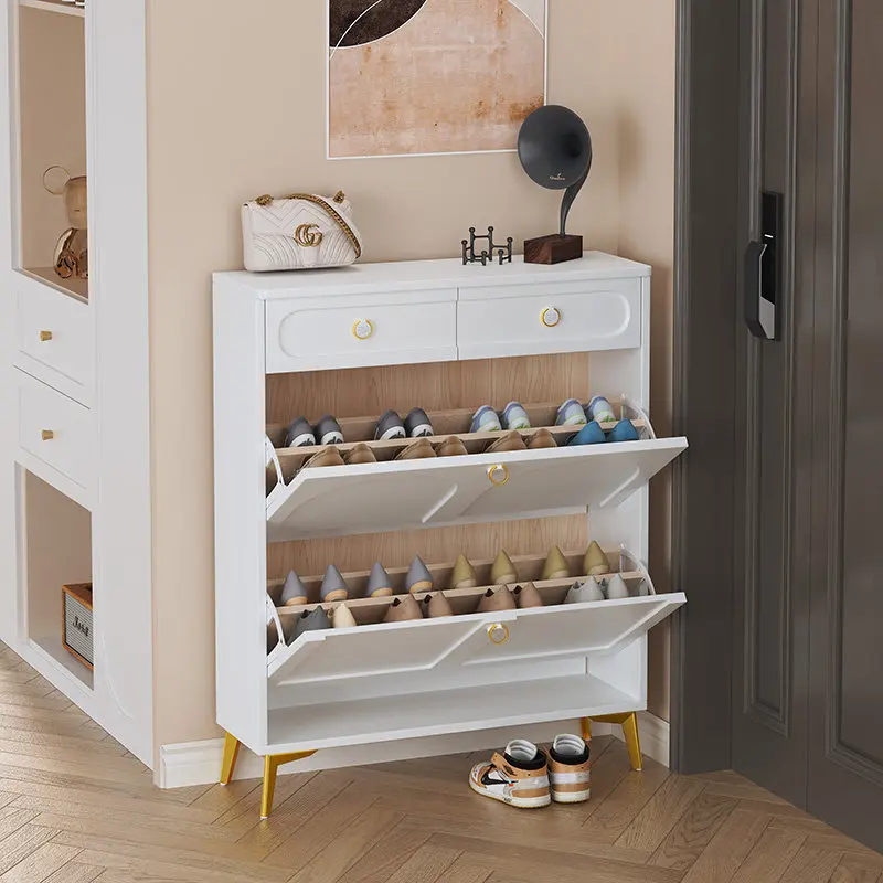Mueble Zapatero de Madera de Lujo, Organizador de Zapatos con Gran Espacio de Almacenamiento, Mueble Moderno para Recibidor