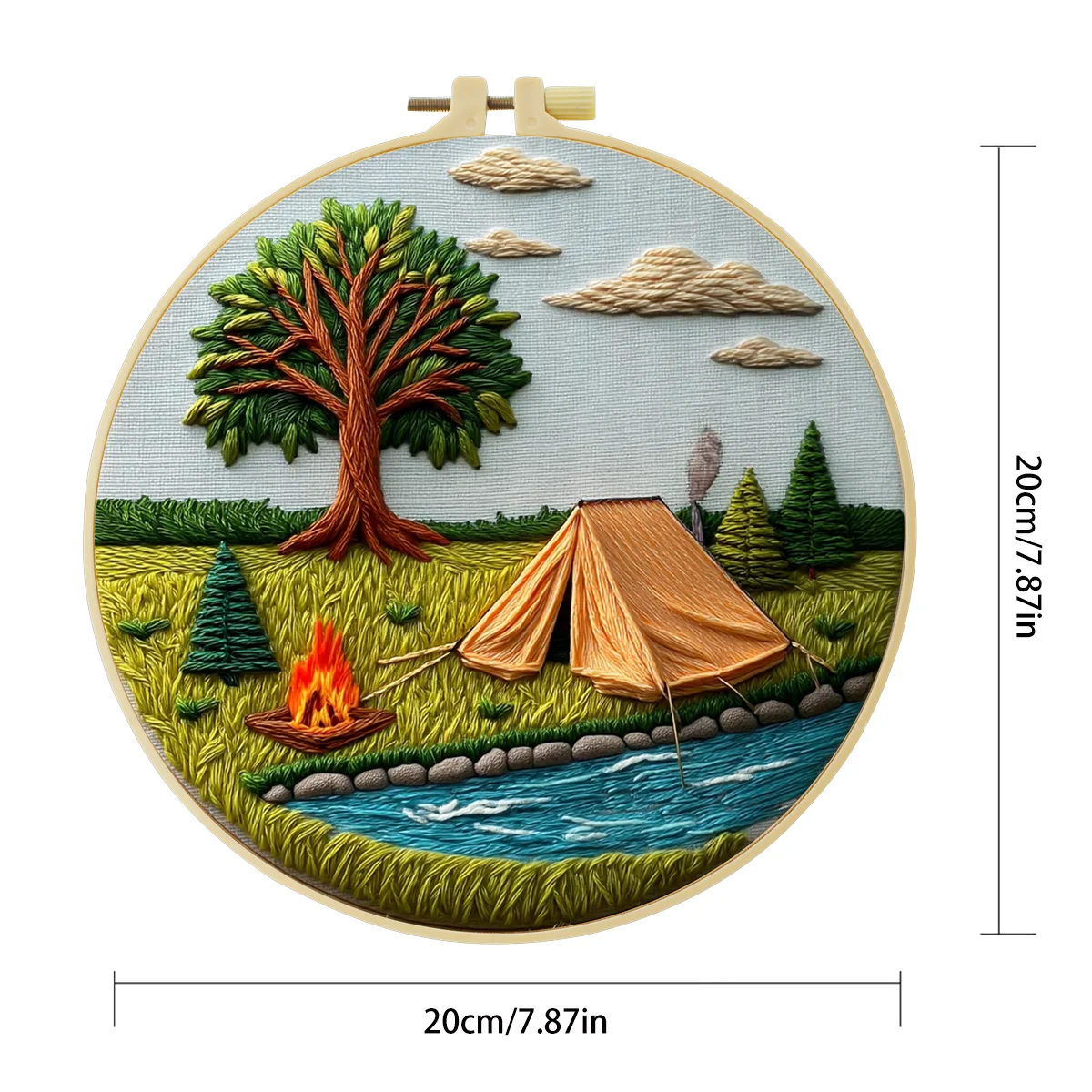 1 Stück 20X20CM/15X15CM 7,87/6,3 Zoll Camping-Stickerei-Starter-Kit DIY-Kit DIY-Stickerei-Set für Anfänger – Detail 4