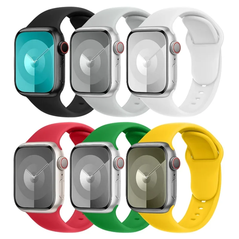 

Силиконовый ремешок для Apple Watch Band 40 мм 44 мм 46 мм 45 мм 41 мм 49 мм 38 42 Браслет Correa iWatch series 8 ultra 2 7 6 9 se ремешок