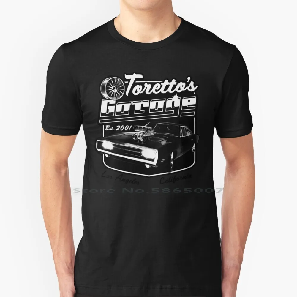 Toretto's Garage-Los Angeles 100% Cotton T Shirt Dominic Toretto Fast And The Furious Paul Walker Charger Cars Vin Movie Action