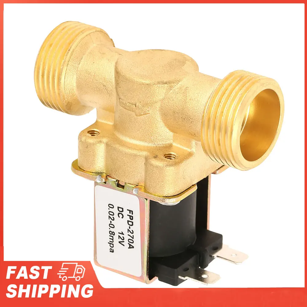 Electric Magnetic Valve Electric Valve NC Solenoid Valve DC12V G3/4 Normal Closed Brass Electric Solenoid Valve for Water