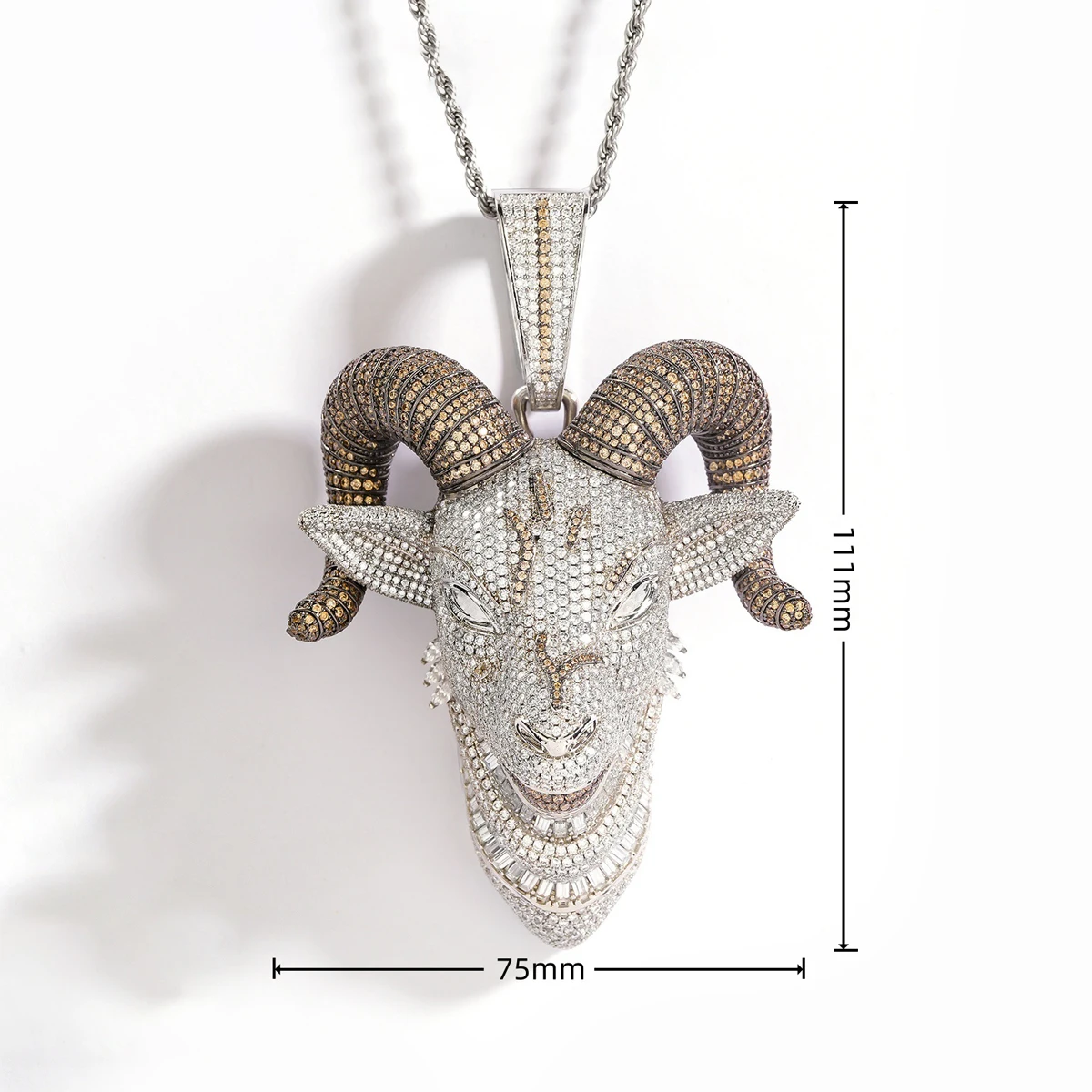 18K Gold Plated Hip Hop Bling Jewelry Vintage Ram Animal Charm Necklace Fashion Rapper Men Statement Accessory Perfect Gift For Club Party Streetwear Sparkly Diamond Pendant Fine Jewelry Present Iced Out  Micro Pave Shiny CZ Goat Head Pendant For Men