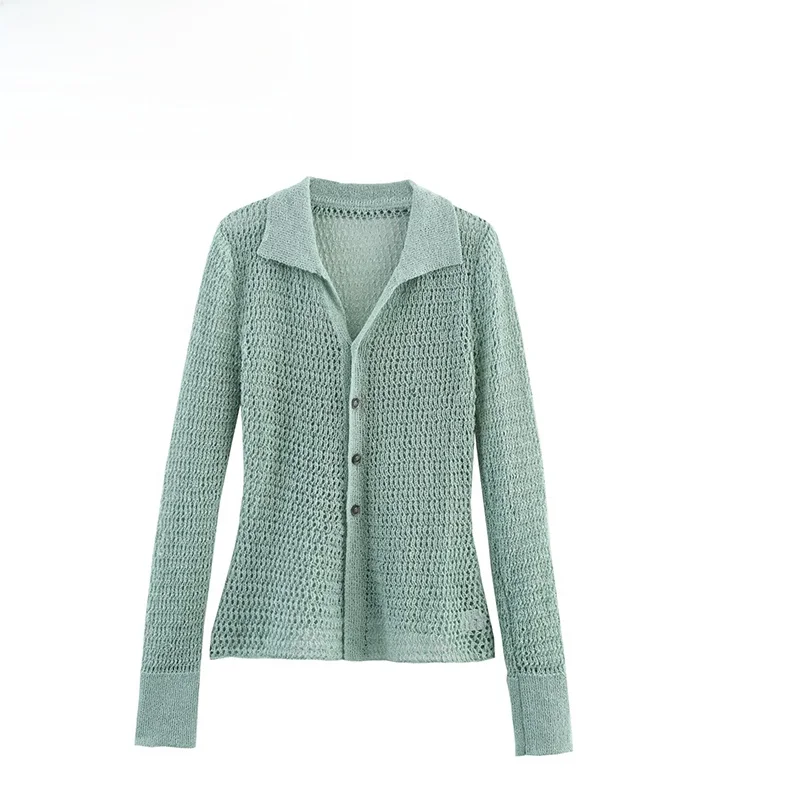 

ZBZA Spring New Women's Faion Design Patchwork irt Knitted Sweater Sli Commute Sle Slim Fit Long Sve V-Ne