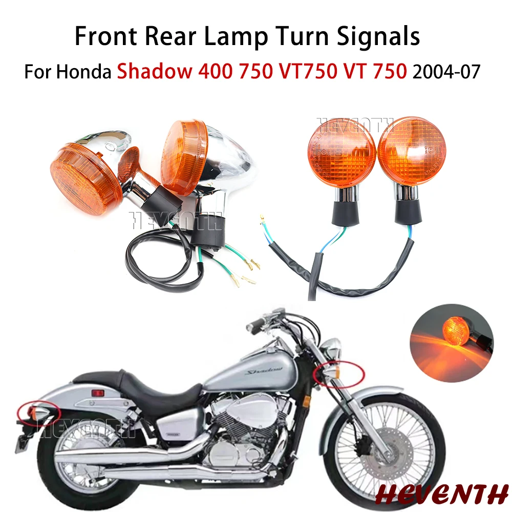 Motorcycle Front Rear Lamp Turn Signals Flasher Indicator Chrome For Honda Shadow 400 750 VT750 VT400 2004-2007