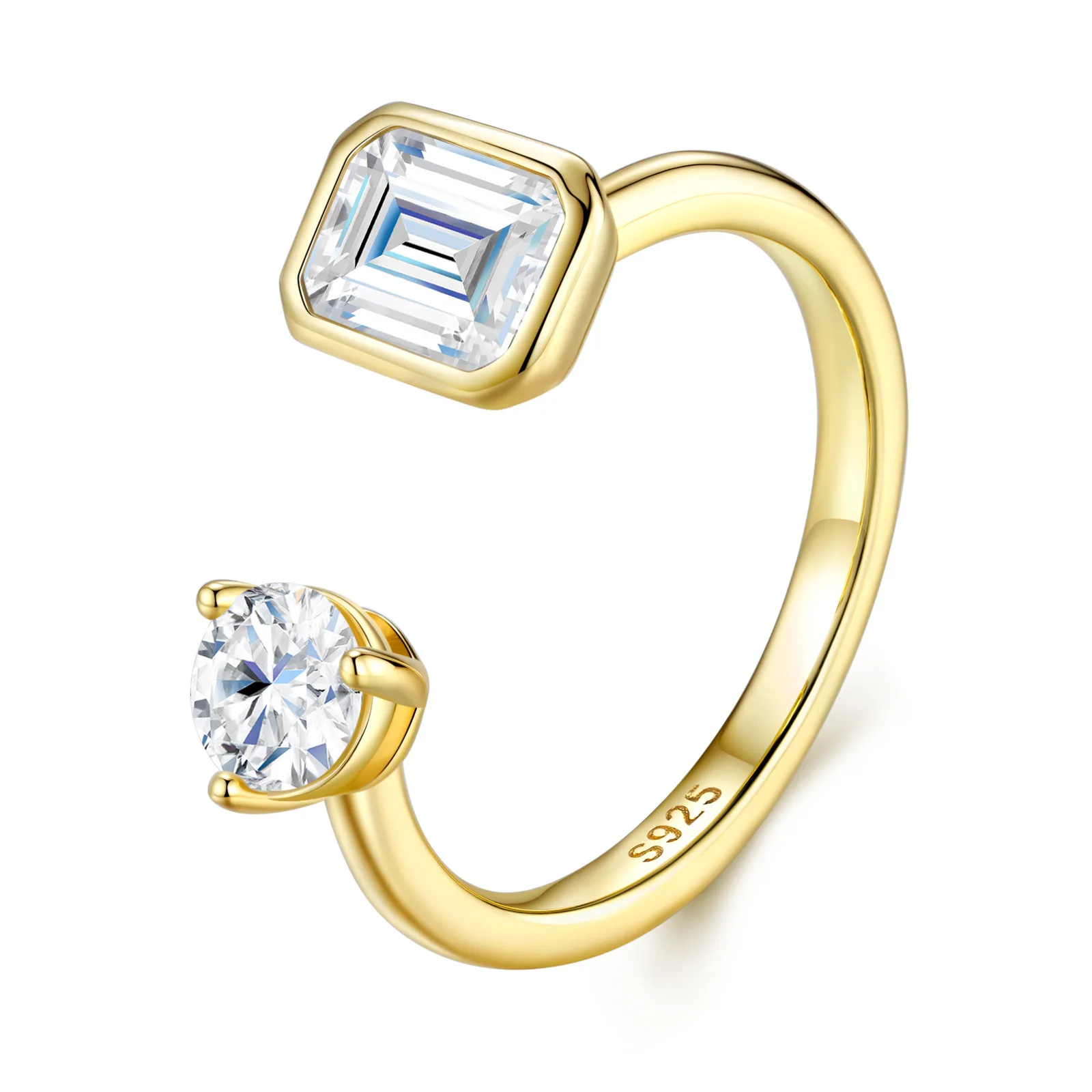 Szjinao 925 Sterling Silver Women's Moissanite Ring 2 Stone Combination D Color Brilliant Cut Fine Jewelry