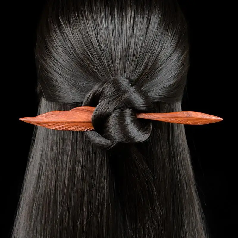 

Ретро-заколка для волос из сандалового дерева, новая китайская заколка для волос в стиле чонсам, дизайн в виде ивового листа для старинных причесок и укладок паньхуа