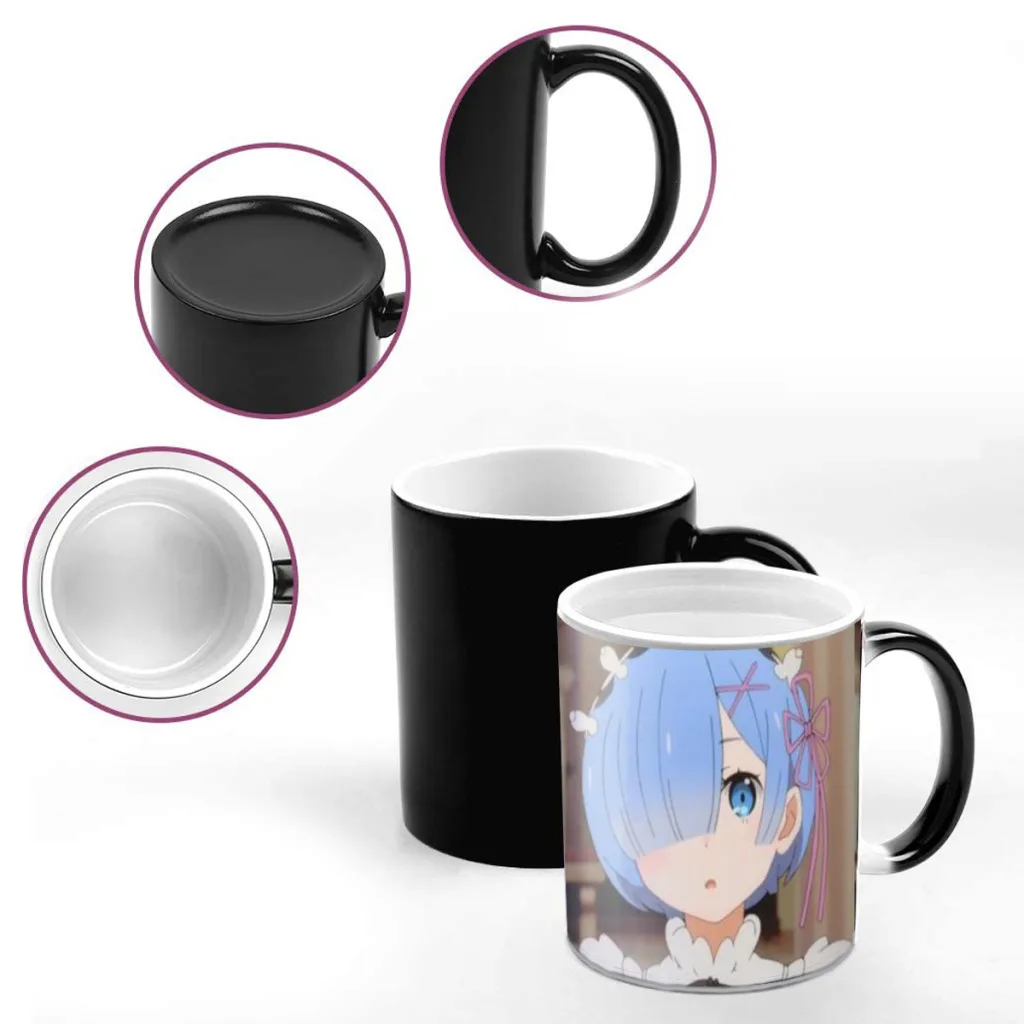 Rem Rezero Cartoon Anime One Piece Coffee Mugs And Mug Creative Color Change Tea Cup Ceramic Milk Cups Novelty Gifts