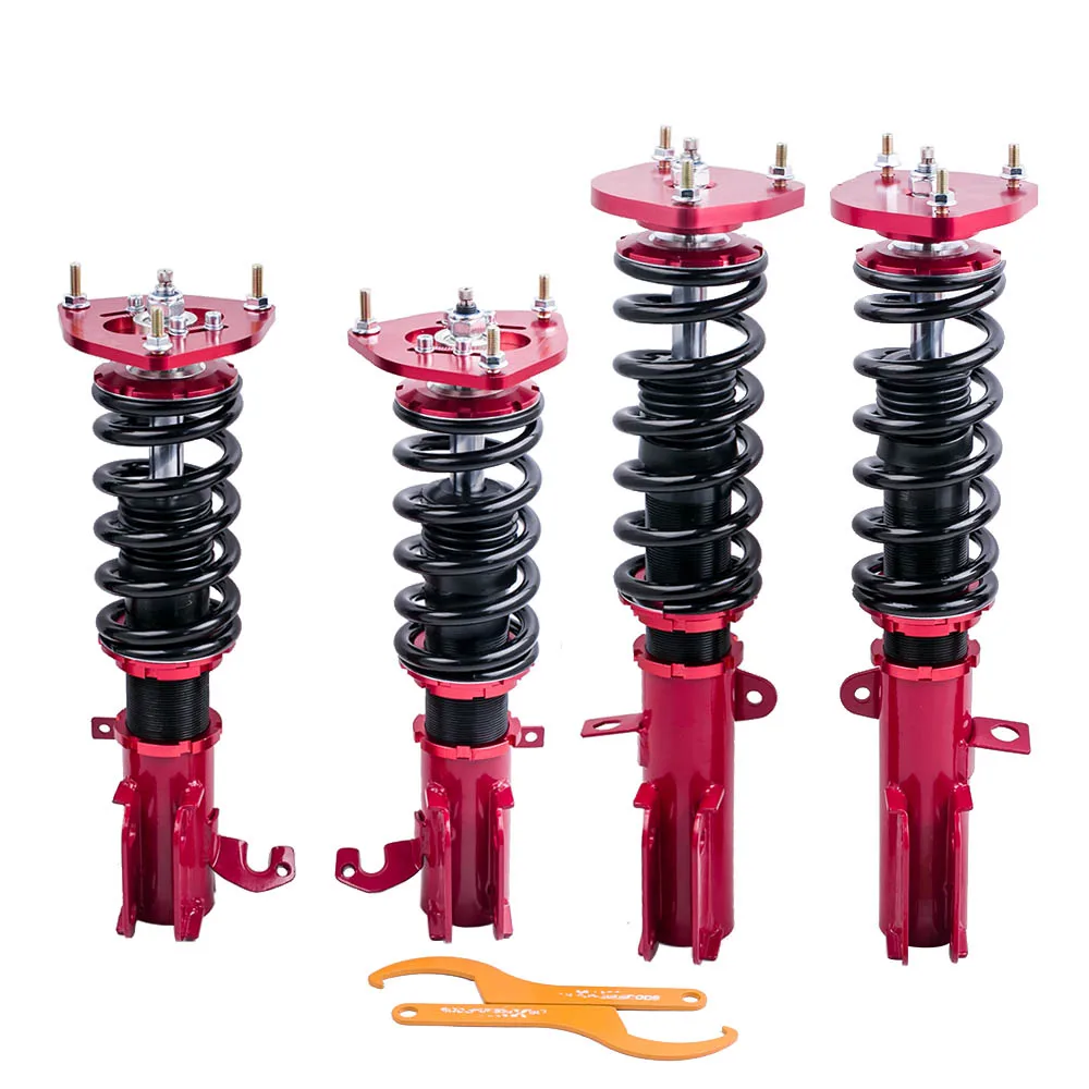 4 PCS 24 Level Damper Adj. Coilovers Shock for Toyota Corolla E90 E100 E110 AE92 AE101 AE111 1988-1999 Red