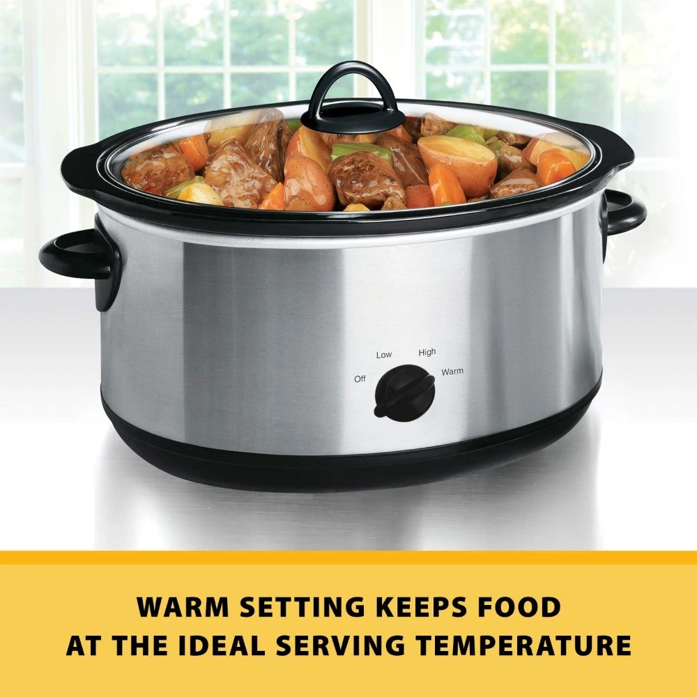 8 Quart Slow Cooker Bundle with Small Mini 16 Ounce Portable Food Warmer, Stainless Steel Kitchen Appliances, Slow Cooker