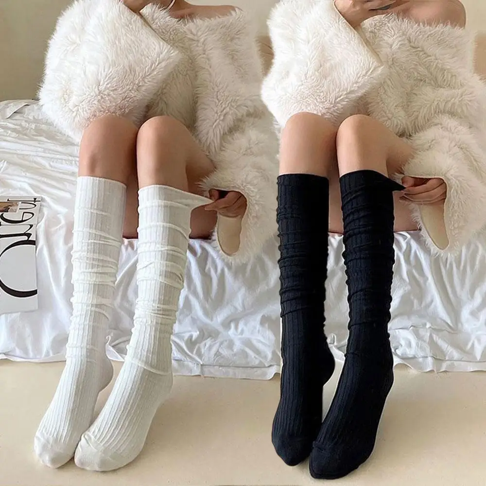 1足 ソリッドカラー 暖かいニーソックス カジュアル オーバーニーソックス ニット ロングソックス ブーツ用 女性用 膝丈 太もも丈ソックス