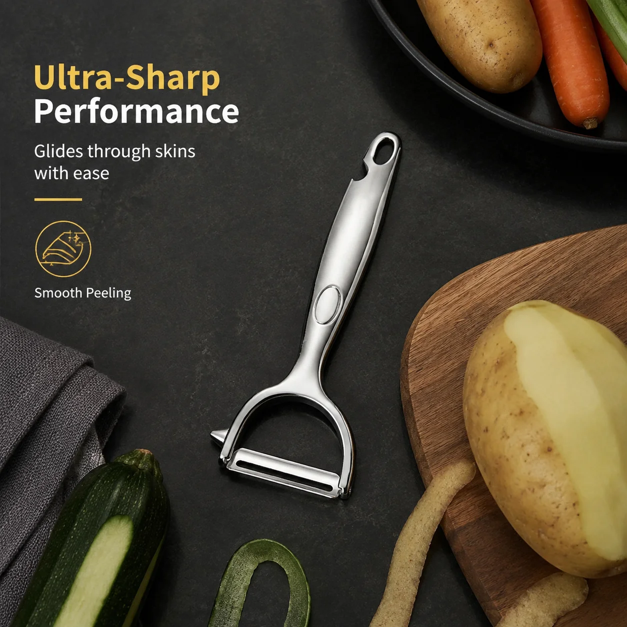 Vegetable Peeler Potato Carrot Peelers Stainless Steel Peeler with Ergonomic Non-Slip Handle & Sharp Blade Kitchen Tools