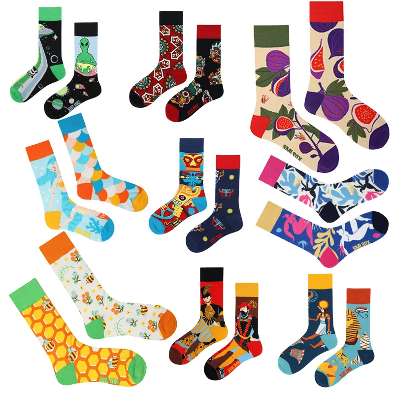 Mandarin duck asymmetric ab socks net red ins animal and plant in the tube cartoon fashion sports cotton socks