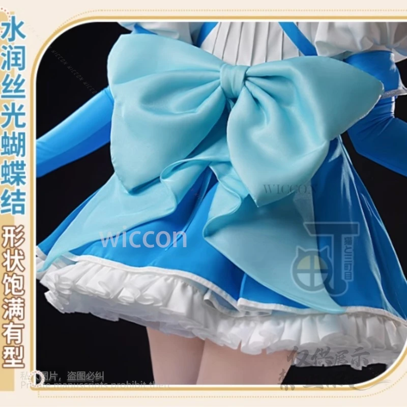 أزياء أنيمي غوشينغ فوق الفتيات السحرية ميناكامي سايو التأثيرية فستان أزرق سحري باروكات للهالوين فستان نسائي كاواي مخصص