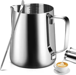 350ml/600ml (12oz/20oz) Milk Frothing Pitcher Steaming Pitchers Stainless Steel Coffee Latte Art Milk Jug Cup with Art Pen,12oz