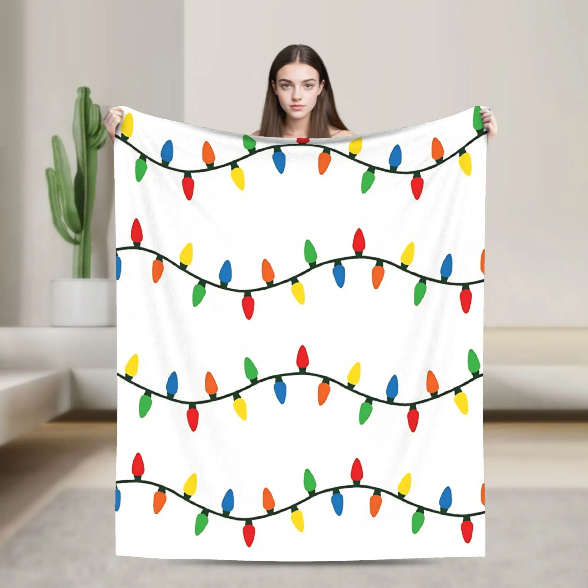 Twinkling Christmas Lights Blankets  Warm Funny Plush Throw Blanket For Children Bedroom Flannel Bedspread Bed Cover