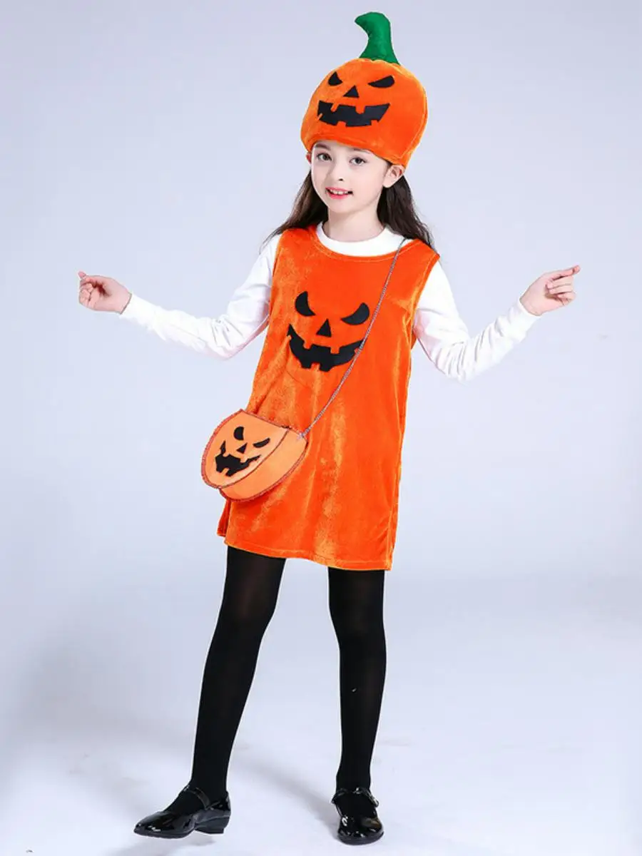 طقم زي اليقطين للهالوين للأطفال والكبار، زي مسرحي صيني تقليدي جديد من الألياف البوليستر #4