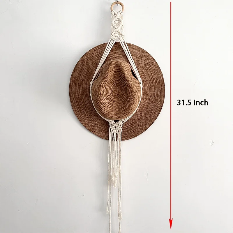 Hand-woven multi-layered wall-mounted storage rack Bohemian Cotton Cotton Hanging Caps Holde