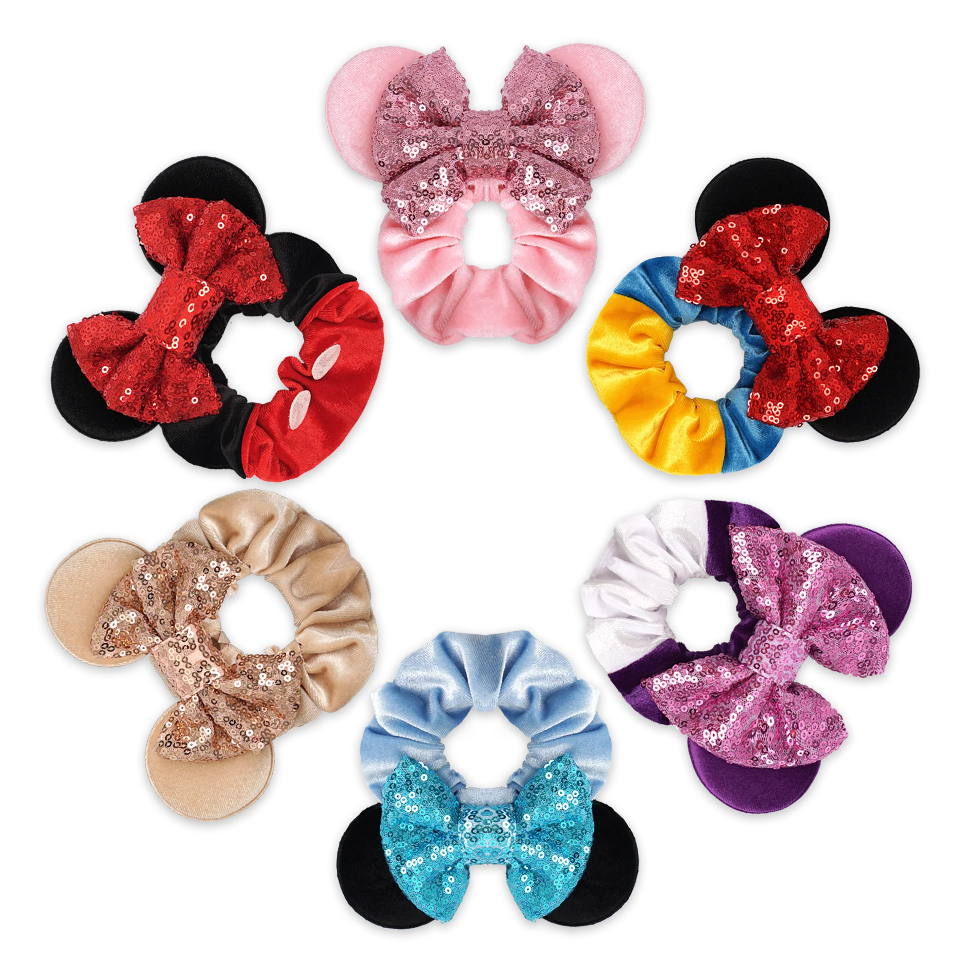 1Pcs Hot Sales Christmas Mouse Ears Sequins Bows Headband for Women Velvet Hair Scrunchies  Bands For Girls Party Accessories