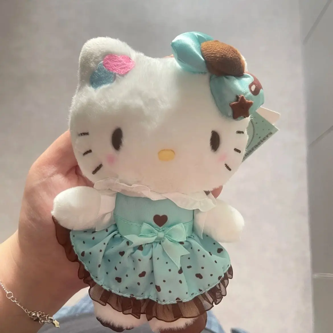Hello Kitty Mint Chocolate Dress Up Lace Dress Cute Plush Stuff Toy Keychain Tote Bag Pendant Cartoon Holiday Gifts for Student