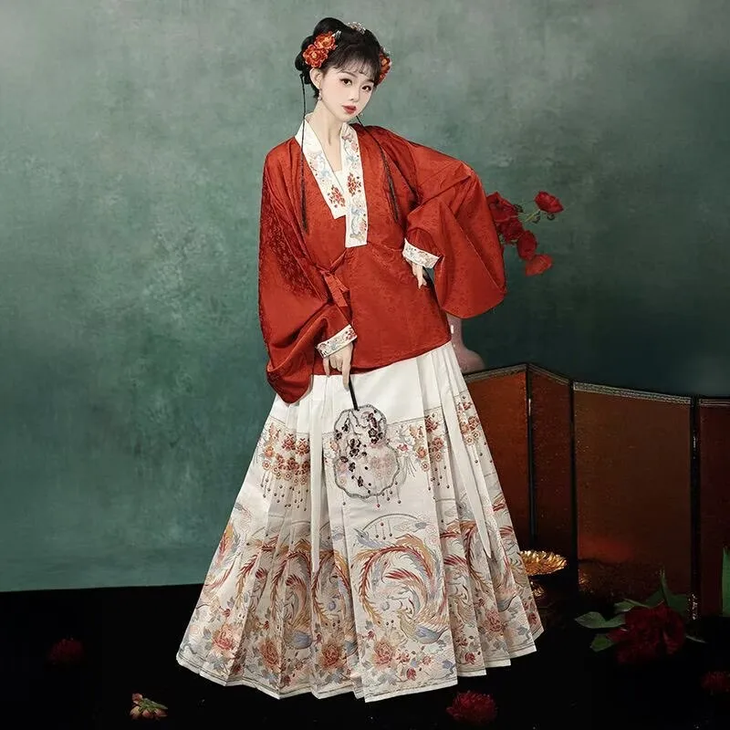 chinese-horse-face-skirt-sets-for-women-ming-dynasty-vintage-light-purple-pleats-skirt-with-thickened-coat-3pcs-sets-women