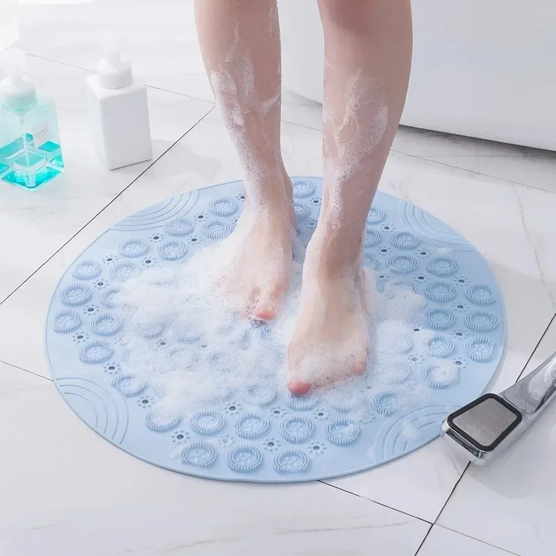 Quick-drying Suction Cup Pad Bathroom Foot Massage Mat Anti-slip Bath Mat Shower Room Water Drainage