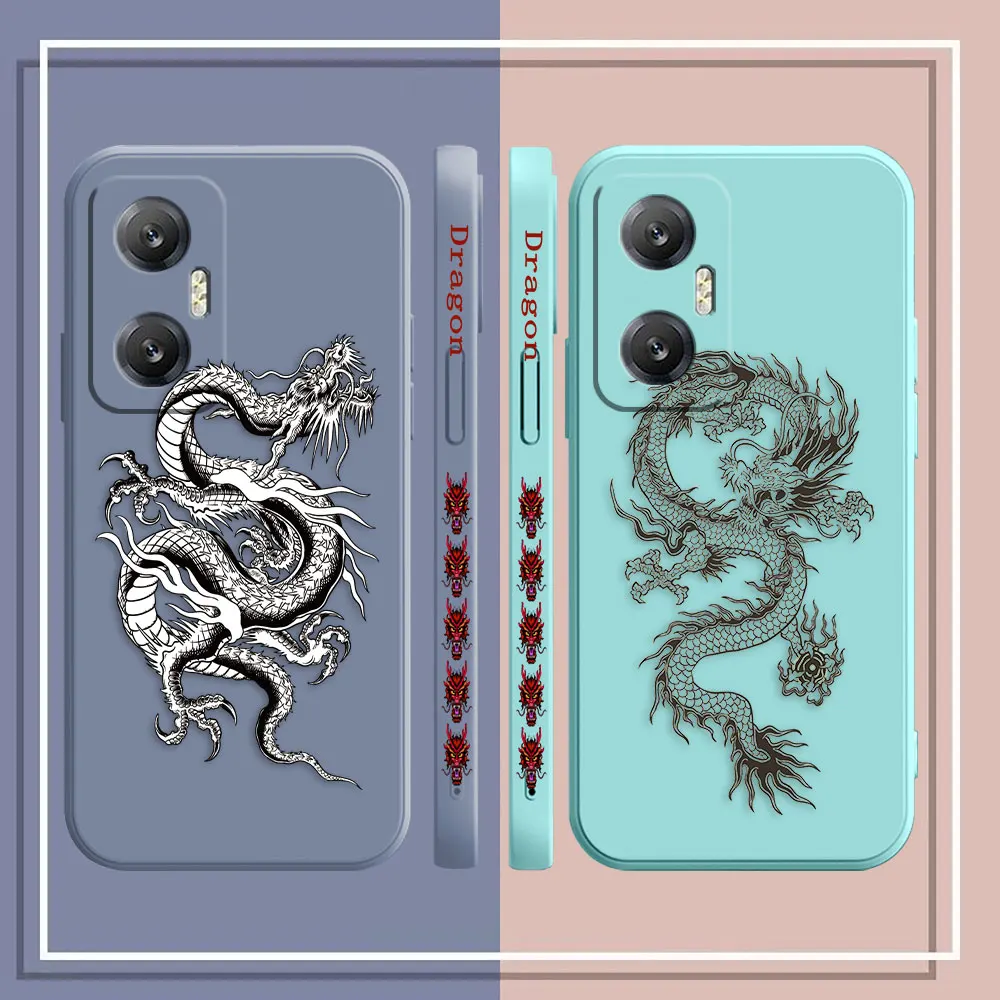 Chinese Dragon Pen Drawing Phone Case For Infinix HOT 8 9 10 10I 11 11S 12 12S 20 20S 30 30I PLAY NFC Silicone Case Funda Shell