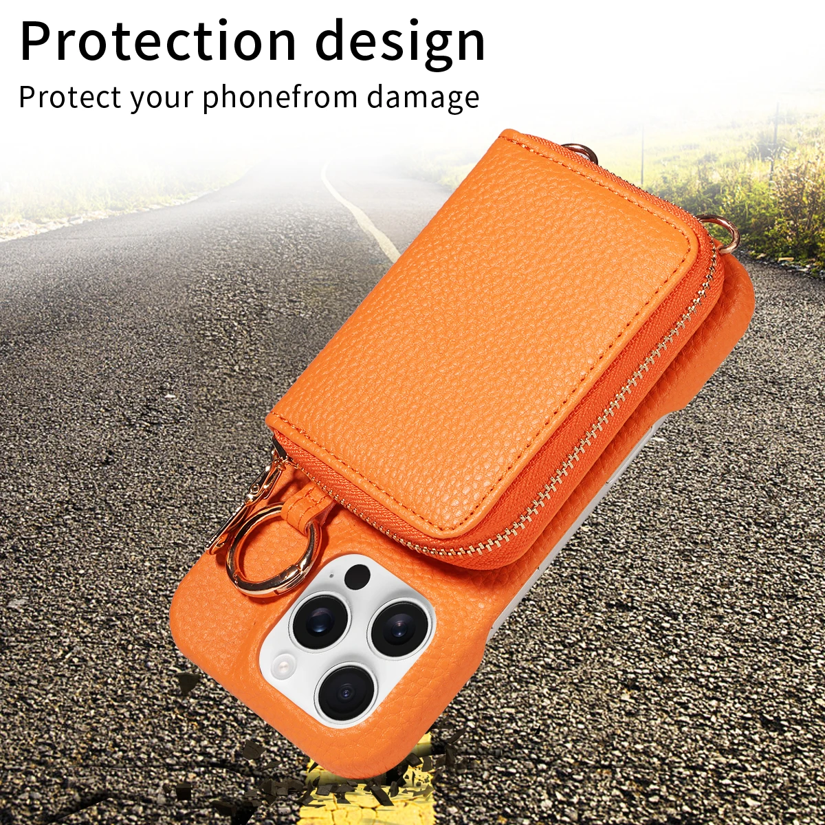 Hochwertige Kunstleder-Handyhülle für iPhone 16e 16 15 14 13 12 11 Pro Max Umhängetasche, Brieftasche mit Kartenfach, Anti-Entmagnetisierung – Detail 6