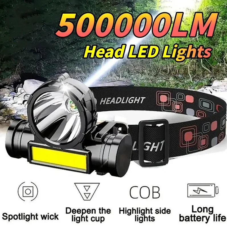 

Мощный светодиодный налобный фонарь, портативный, с USB-зарядкой, водонепроницаемый, для кемпинга, рыбалки, светодиодный налобный фонарь