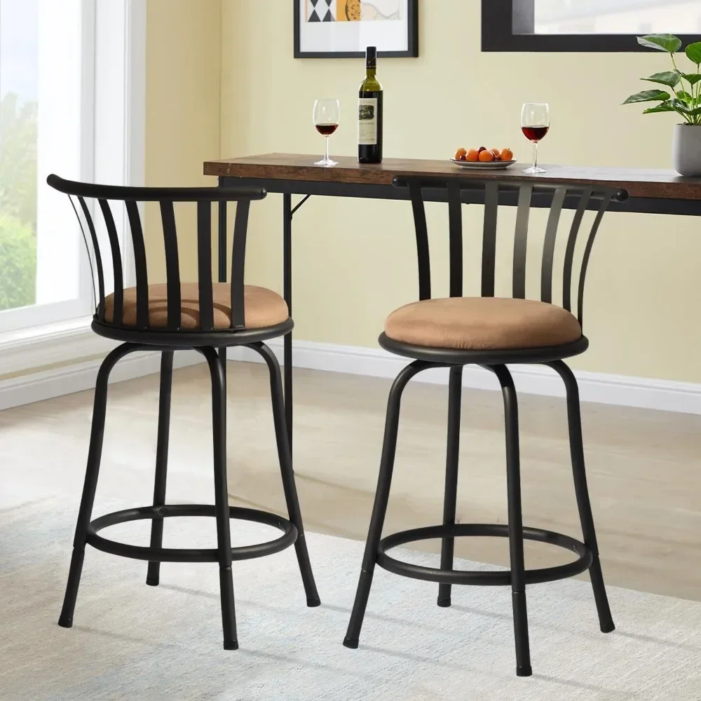 

Bar Stools Set of 2 with Back and Footrest, 29 Inch Swivel Counter Height Bars Stools, Bar Chair