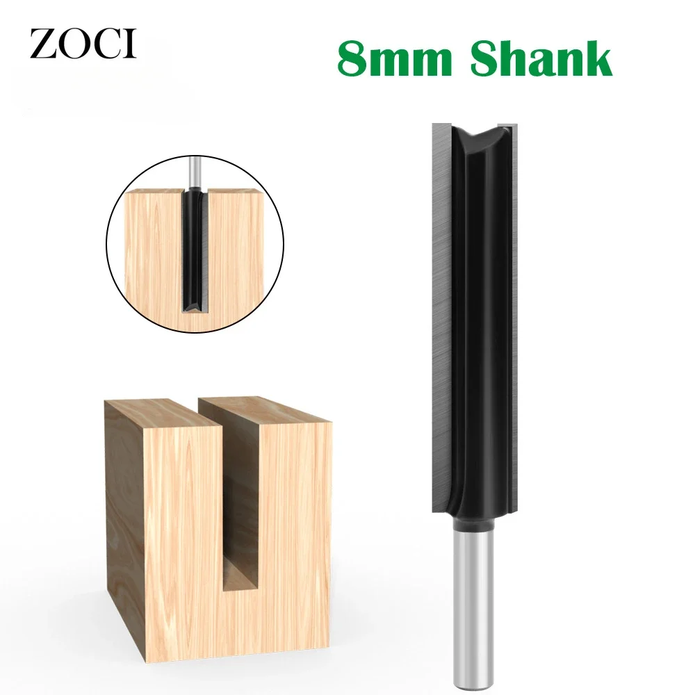 1pc 8mm Shank Straight Bit Extra Long Slotting Milling Cutter Cutting FlushTrimming Mills Cutter for Wood DIY Woodworking Tools