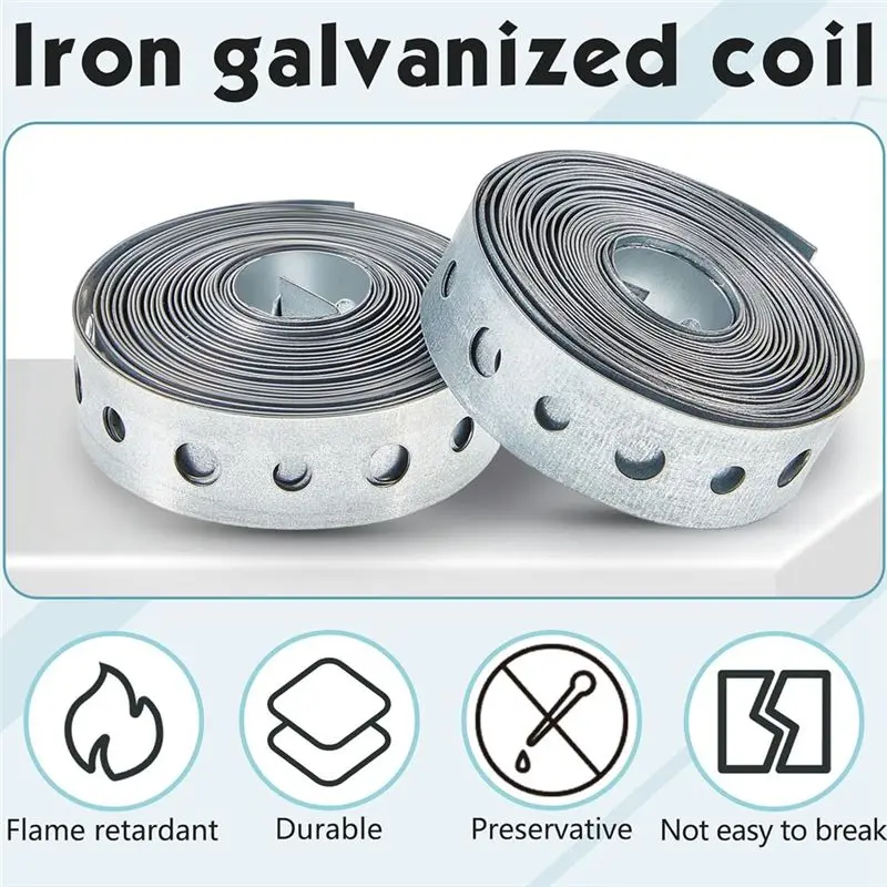 Special Offer~4 PCS Galvanized Hanger Strap Metal Strapping With Holes Pipe Hanger 10 Ft Silver For Pipe Supports Hanging