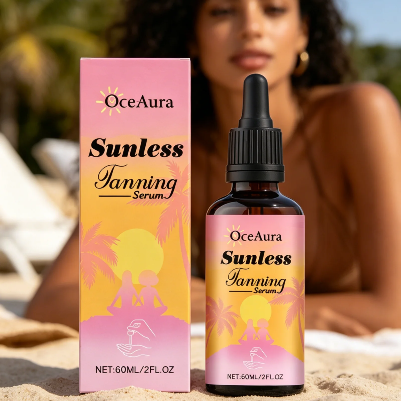 OceAura Sunless Tanning Serum Deep Moisturizing Nourishing Skin Glow Even Skin Tone Natural Bronze Complexion Self Tanning Drops