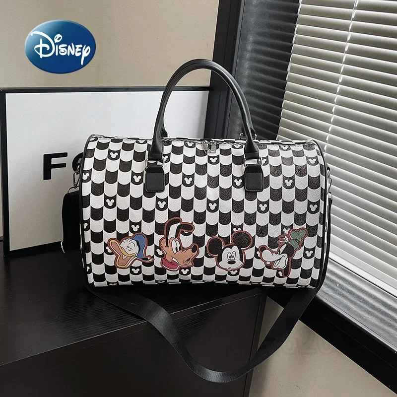 Nuevo bolso de viaje portátil de Mickey de Disney, bolso de viaje de marca de lujo para mujer, bolsa de almacenamiento de equipaje multifuncional de