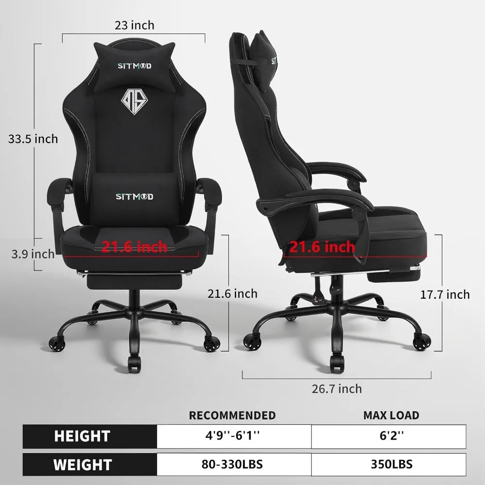 Ergonomic Gaming Chair with Footrest and Pocket Spring Cushion: Supportive and Comfortable for Big and Tall Users view 2