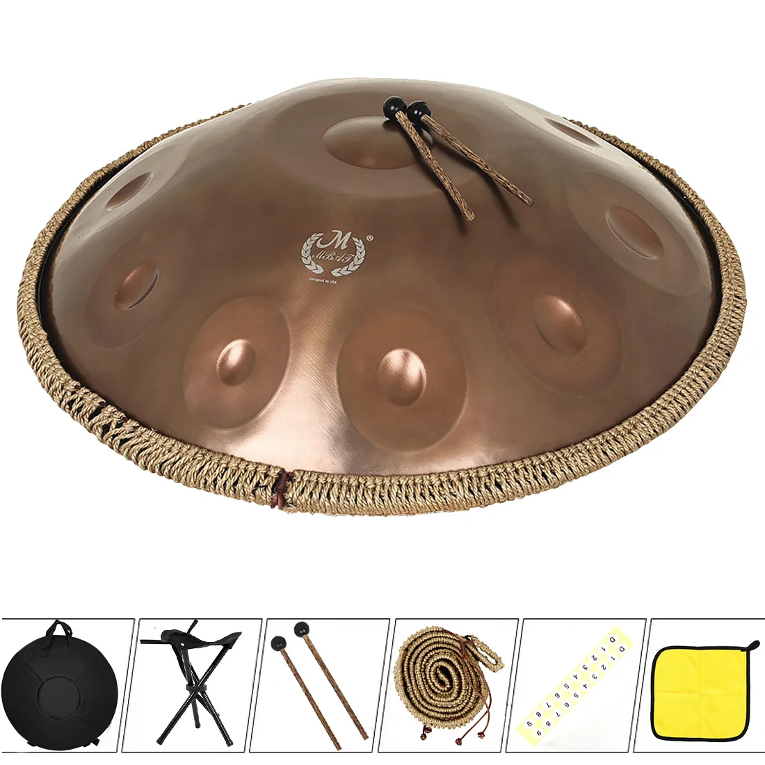 Hand Drum Professional Grade Handpan Hand Disc Ethereal Steel Tongue Drum 10 Tone D Minor Instrument