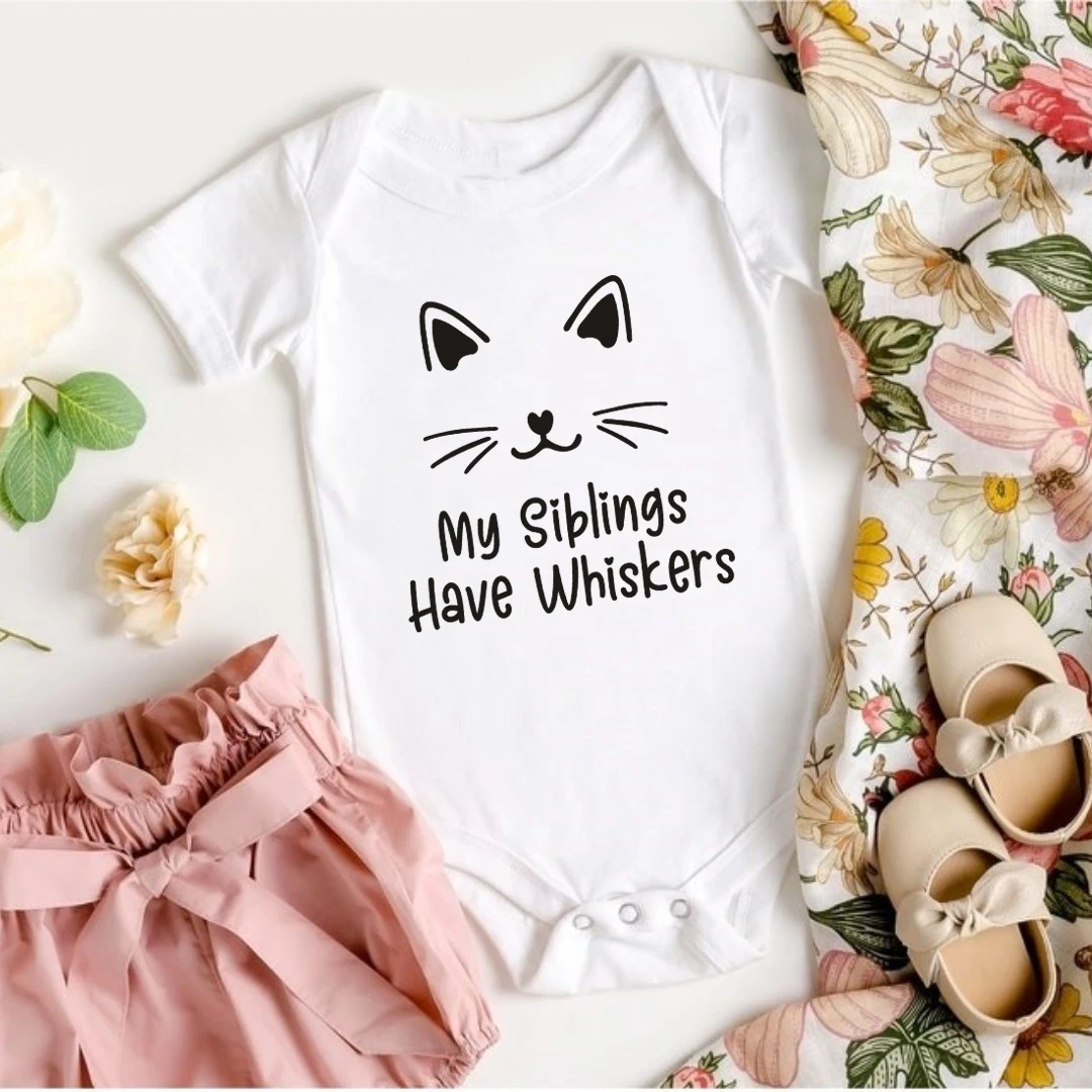 My Siblings Have Whiskers Bodysuit Cat Baby Romper Baby Shower Gift Newborn Funny Cotton Clothes Pregnancy Announcement Jumpsuit