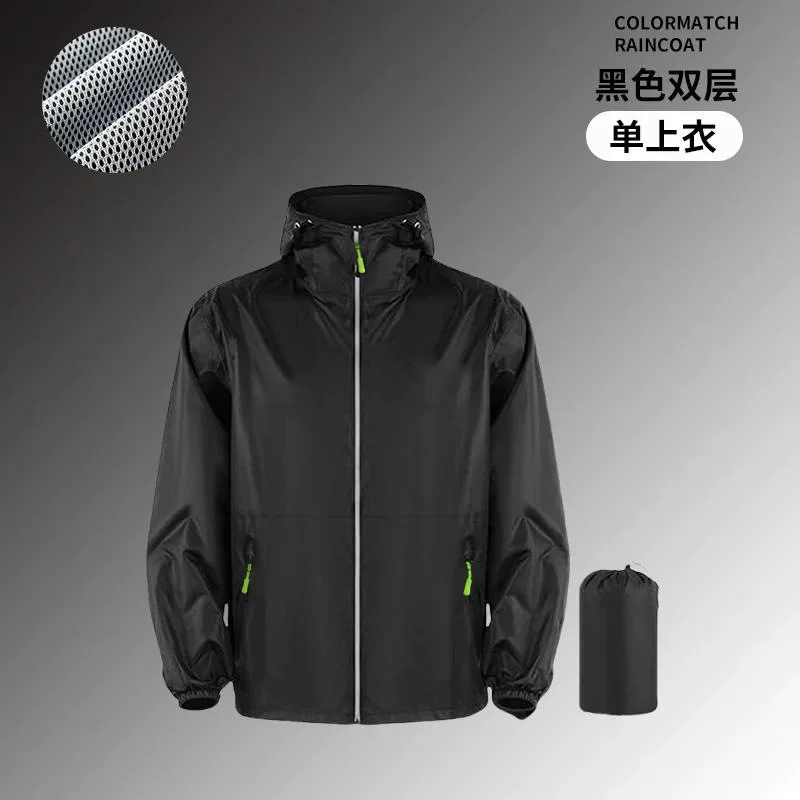 Unisex Summer Cycling Waterproof Raincoat and Pants Set Lightweight Breathable Split Thin Rain Suit for Outdoor Motorbike Hiking