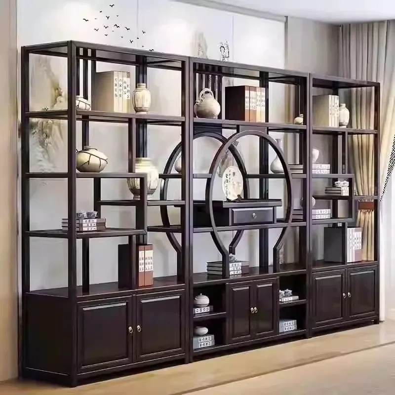 New Chinese-style Bogu frame Duobao Pavilion antique antique ornament rubber wood display cabinet tea room tea bookshelf
