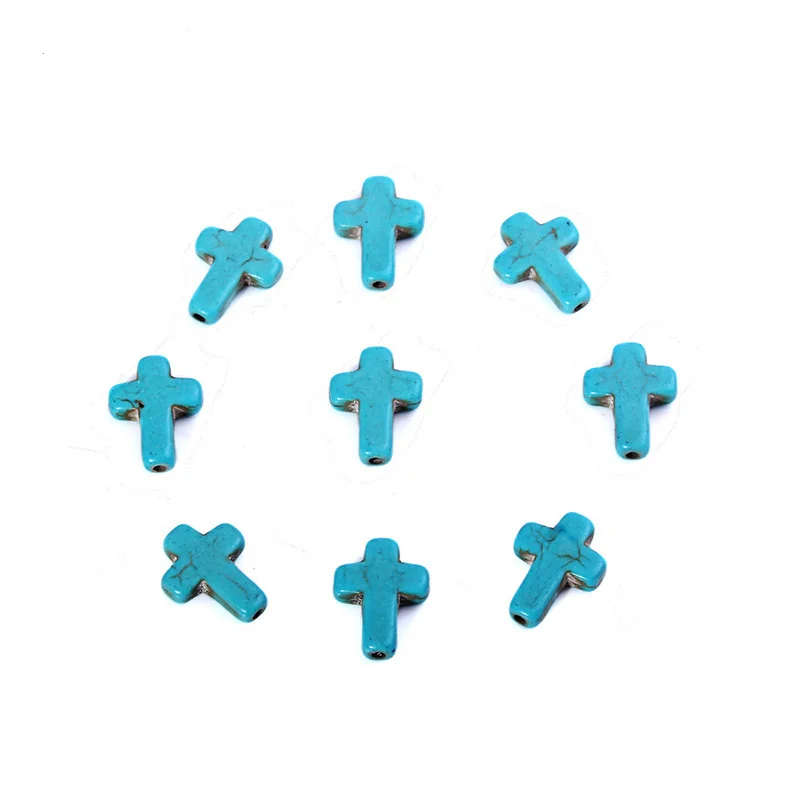 20pcs Colorful Natural Stone Cross Pendant Charms For Woman Necklace Bracelet DIY Jewelry Making 1.5*1.1cm